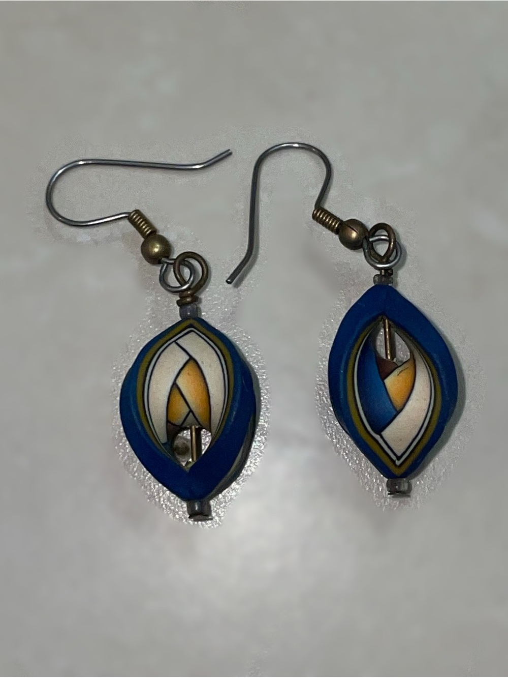 Abstract Blue Dangle Earrings